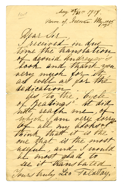 RG 713 f72 - Tolstoy letter 1909